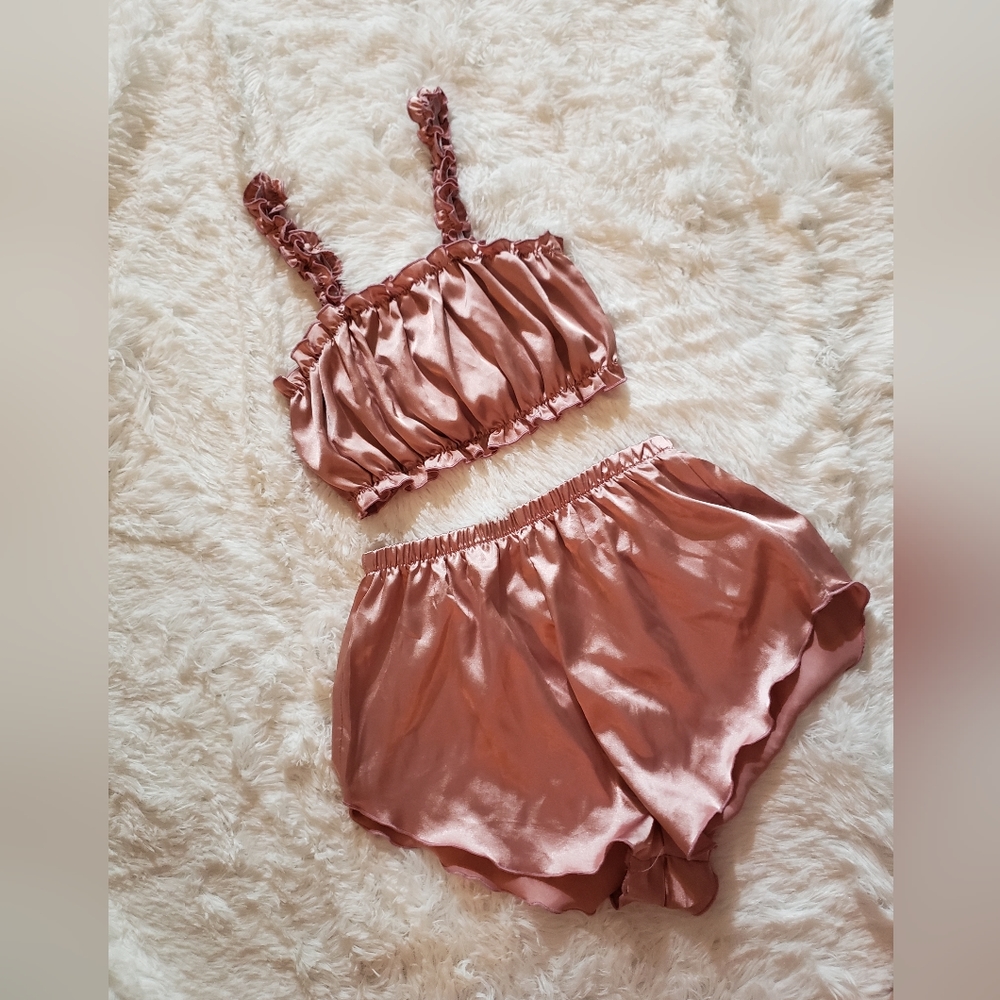 Pink Satin Pajama Set
